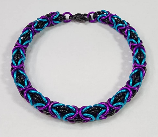 Turquoise, Purple & Black Byzantine Bracelet