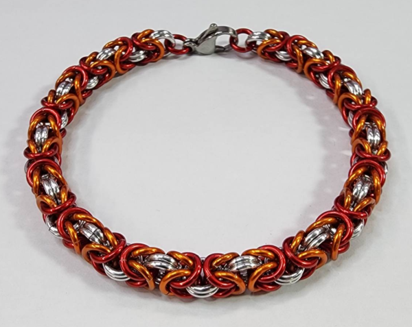 Red, Orange & Silver Byzantine Bracelet