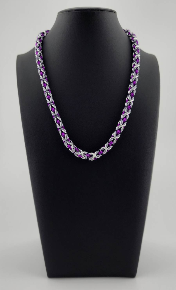 Silver, Purple & Gray Byzantine Necklace