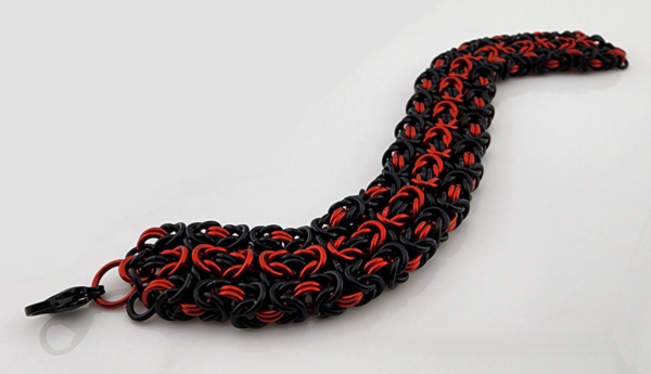 Black & Red Triple Byzantine Bracelet