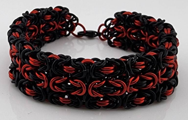 Black & Red Triple Byzantine Bracelet - Image 2
