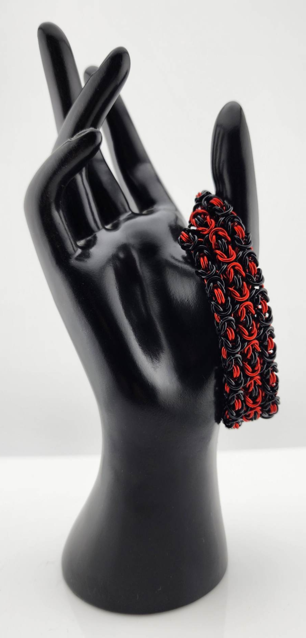 Black & Red Triple Byzantine Bracelet - Image 3