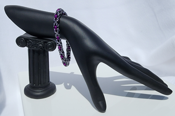 Gray, Purple & Black Byzantine Bracelet