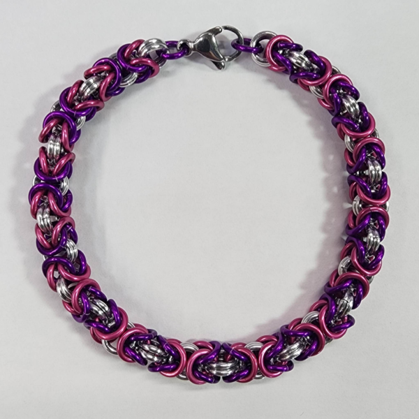 Purple, Pink & Silver Byzantine Bracelet - Image 2