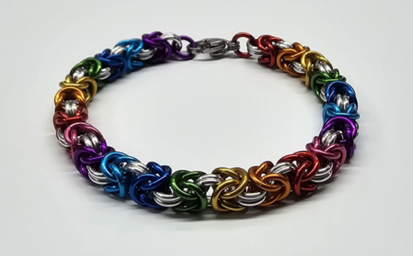 Rainbow & Silver Byzantine Bracelet