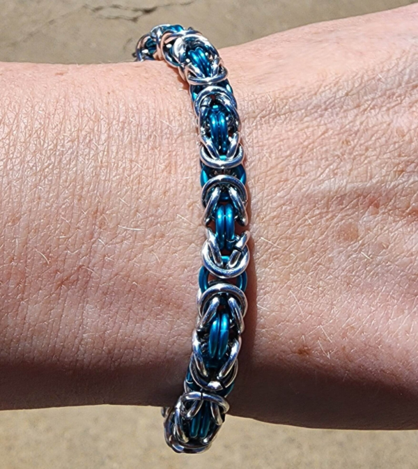 Silver & Turquoise Byzantine Bracelet - Image 2