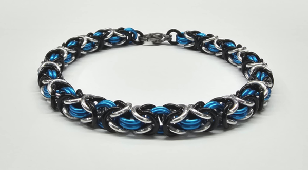 Black, Silver & Turquoise Byzantine Bracelet