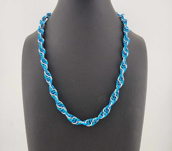 Blue, Turquoise, & Silver Spiral 4 in 1 Necklace