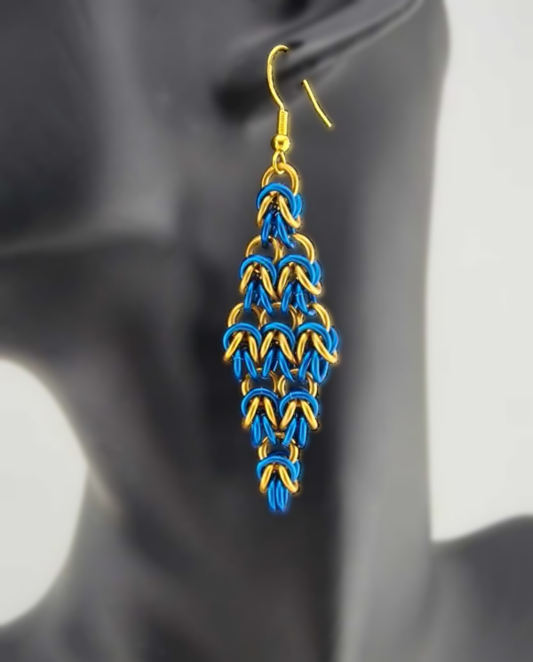 Blue & Gold Half-Byzantine "Diamond" Earrings