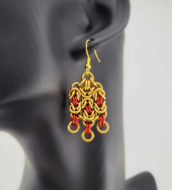 Gold & Red Byzantine Chandelier Earrings