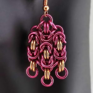 Pink & Copper Byzantine Chandelier Earrings