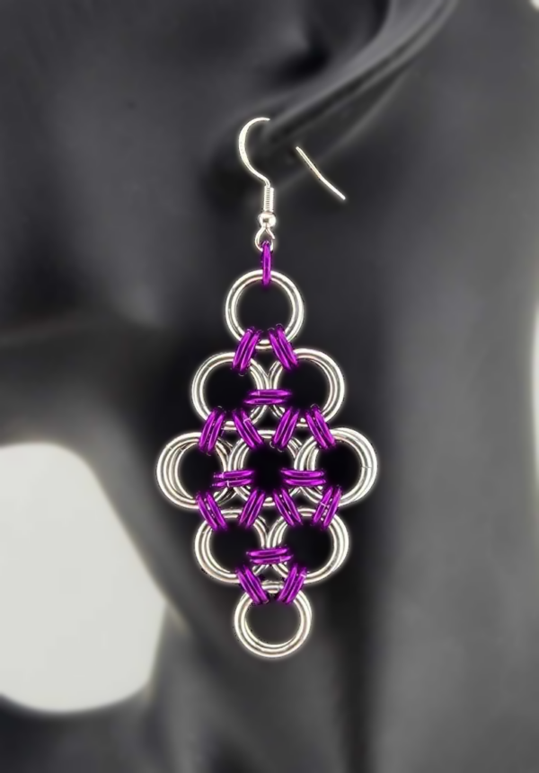 Silver & Purple Japanese 12 in 2-inspired Earrings