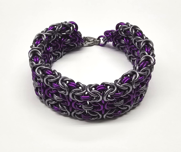 Purple & Gray Triple Byzantine Bracelet