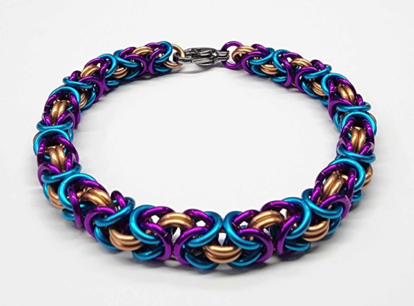 Purple, Turquoise & Copper Byzantine Bracelet