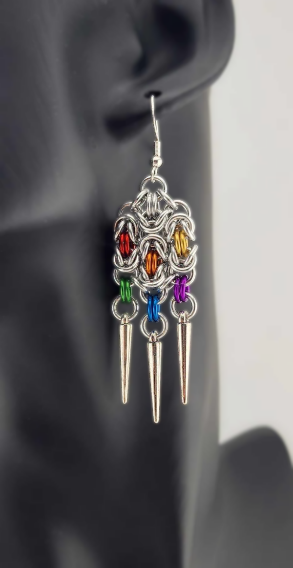 Rainbow Byzantine Chandelier Spiked Earrings