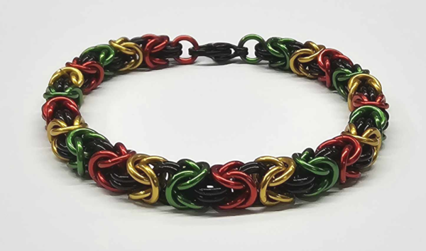 Green, Gold & Red – Rastafari/Pan-African Byzantine Bracelet