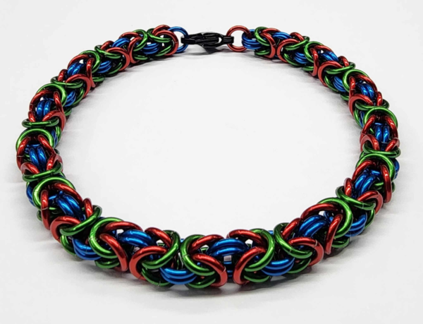 Red, Green & Blue Byzantine Bracelet