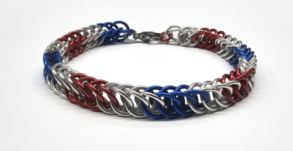 Red, Silver & Blue Half Persian 4 in 1 Bracelet