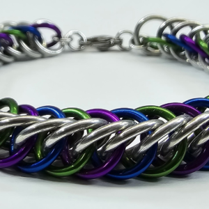 Silver, Green, Blue & Purple Half Persian 4 in 1 Bracelet