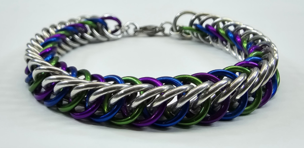 Silver, Green, Blue & Purple Half Persian 4 in 1 Bracelet