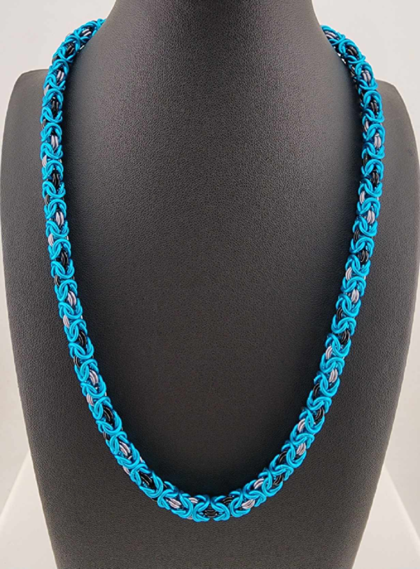 Turquoise, Black & Gray Byzantine Necklace