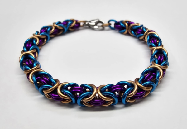 Turquoise, Copper & Purple Byzantine Bracelet
