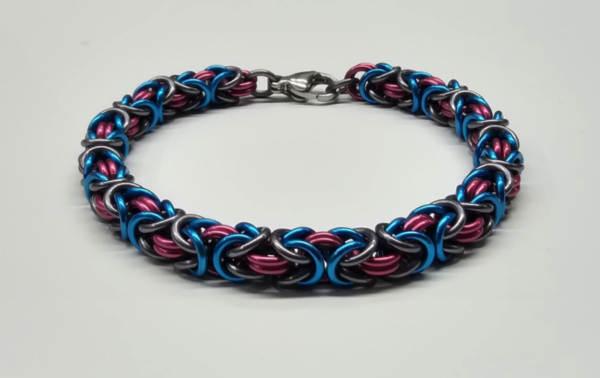 Turquoise, Gray & Pink Byzantine Bracelet