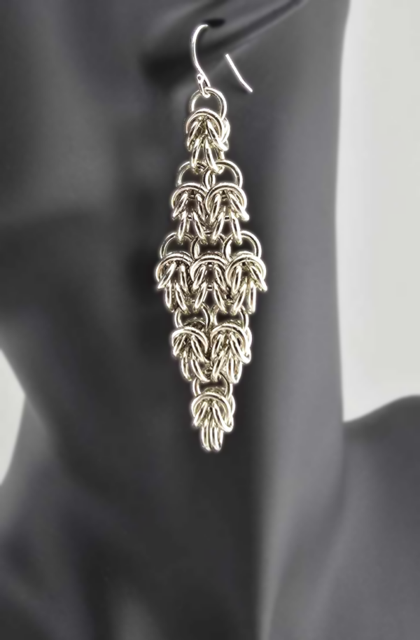 Argentium Silver Half-Byzantine “Diamond” Earrings