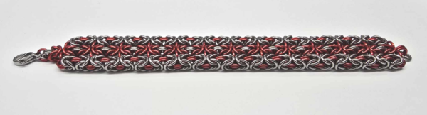 Stainless Steel & Red Anodized Aluminum Triple Byzantine Bracelet - Image 2