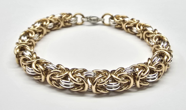 14k Yellow Gold Fill & Sterling Silver Byzantine Bracelet