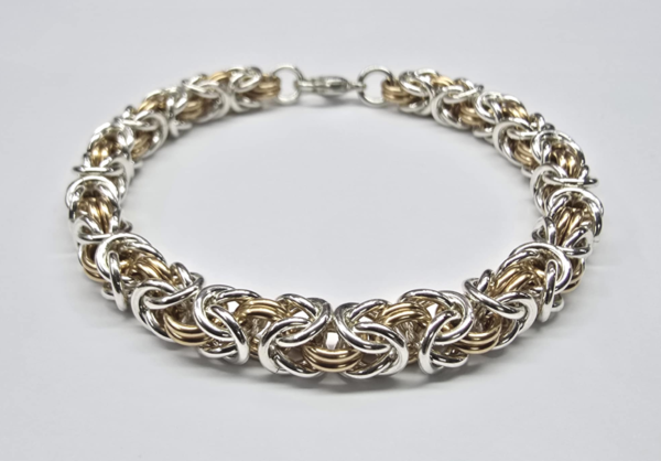 Sterling Silver & 14k Yellow Gold Fill Byzantine Bracelet
